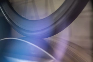 Bicycle tires undergoing a rolling resistance test