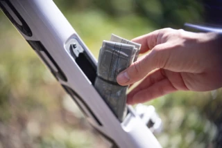 Bicycle tube is stowed in the bicycle frame