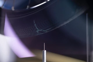 Puncture: Bicycle tire is heading toward a nail.